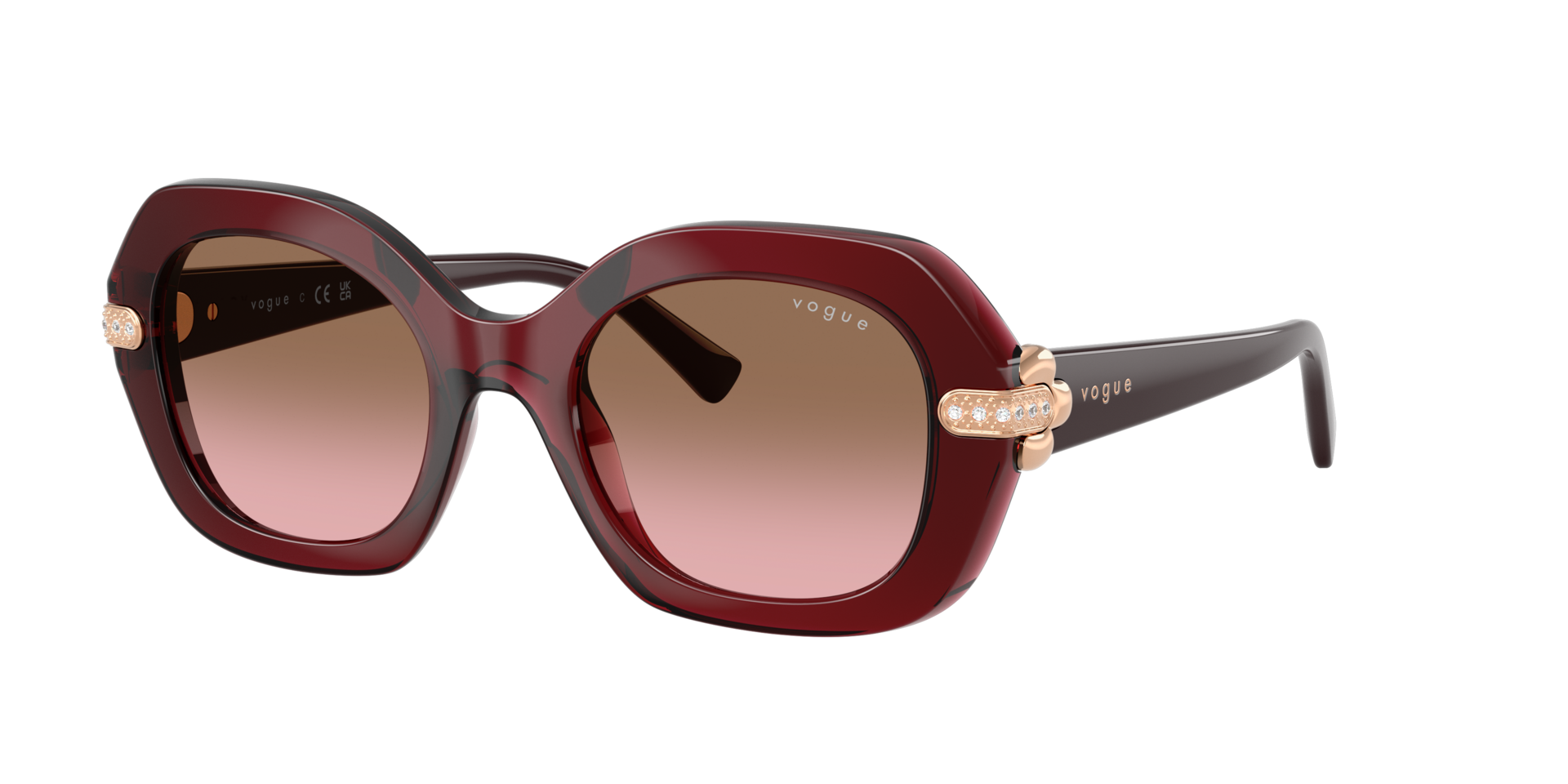 Vogue Eyewear Woman Sunglass VO5706SB -  Frame color: Transparent Bordeaux, Lens color: Pink Gradient Brown