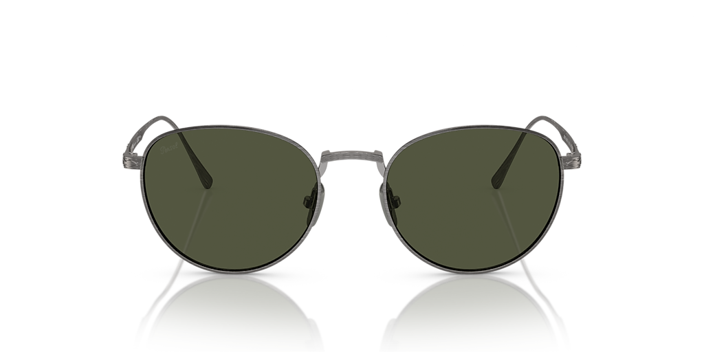 PERSOL PO5002ST Pewter - Men Luxury Sunglasses, Green Lens