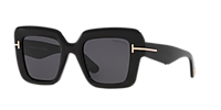 TOM FORD Esme TR Black Shiny - Women Luxury Sunglasses, Grey Lens