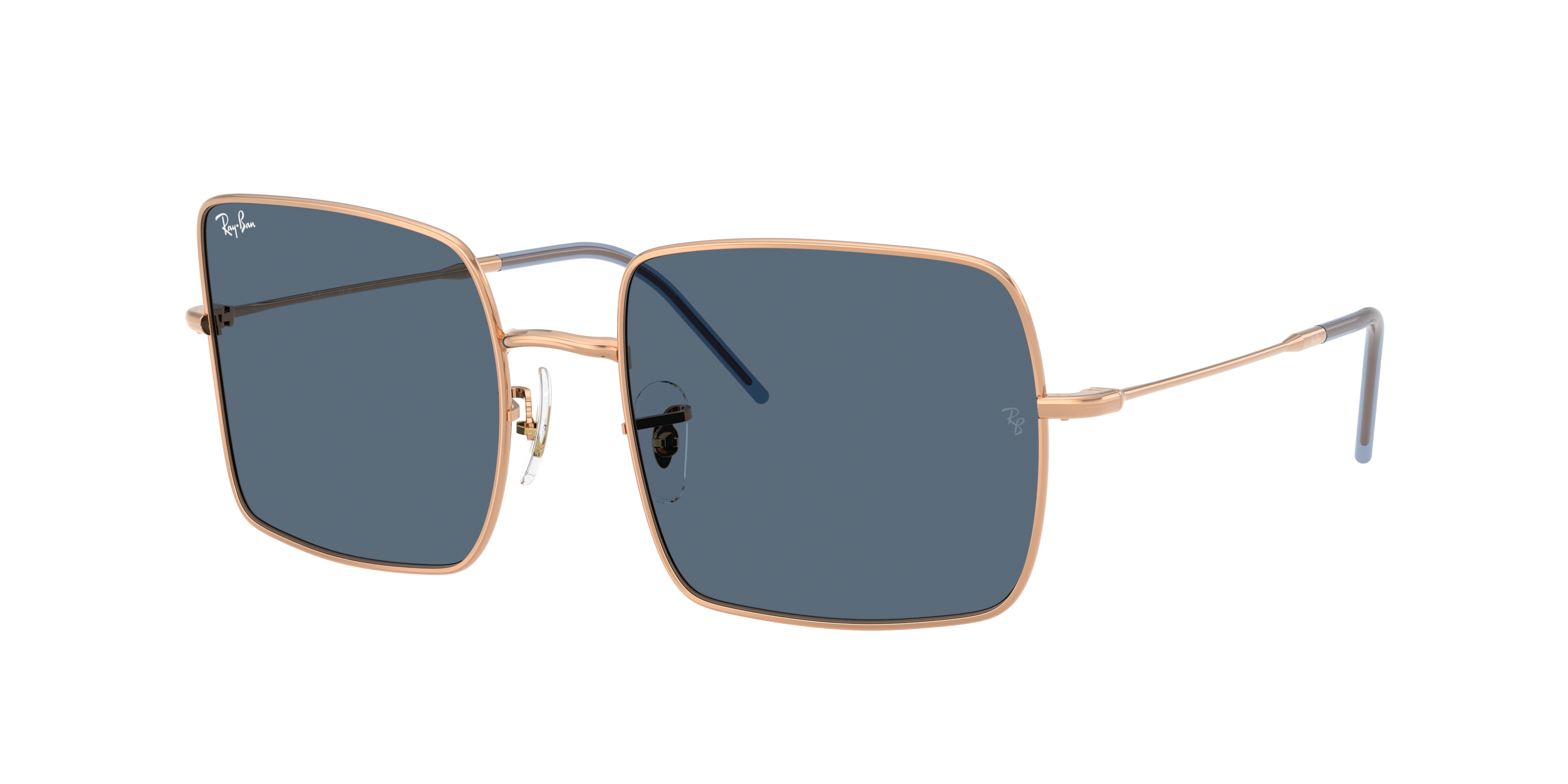 Ray-Ban Woman Sunglass Square 1971 Reverse -  Frame color: Rose Gold, Lens color: Dark Blue