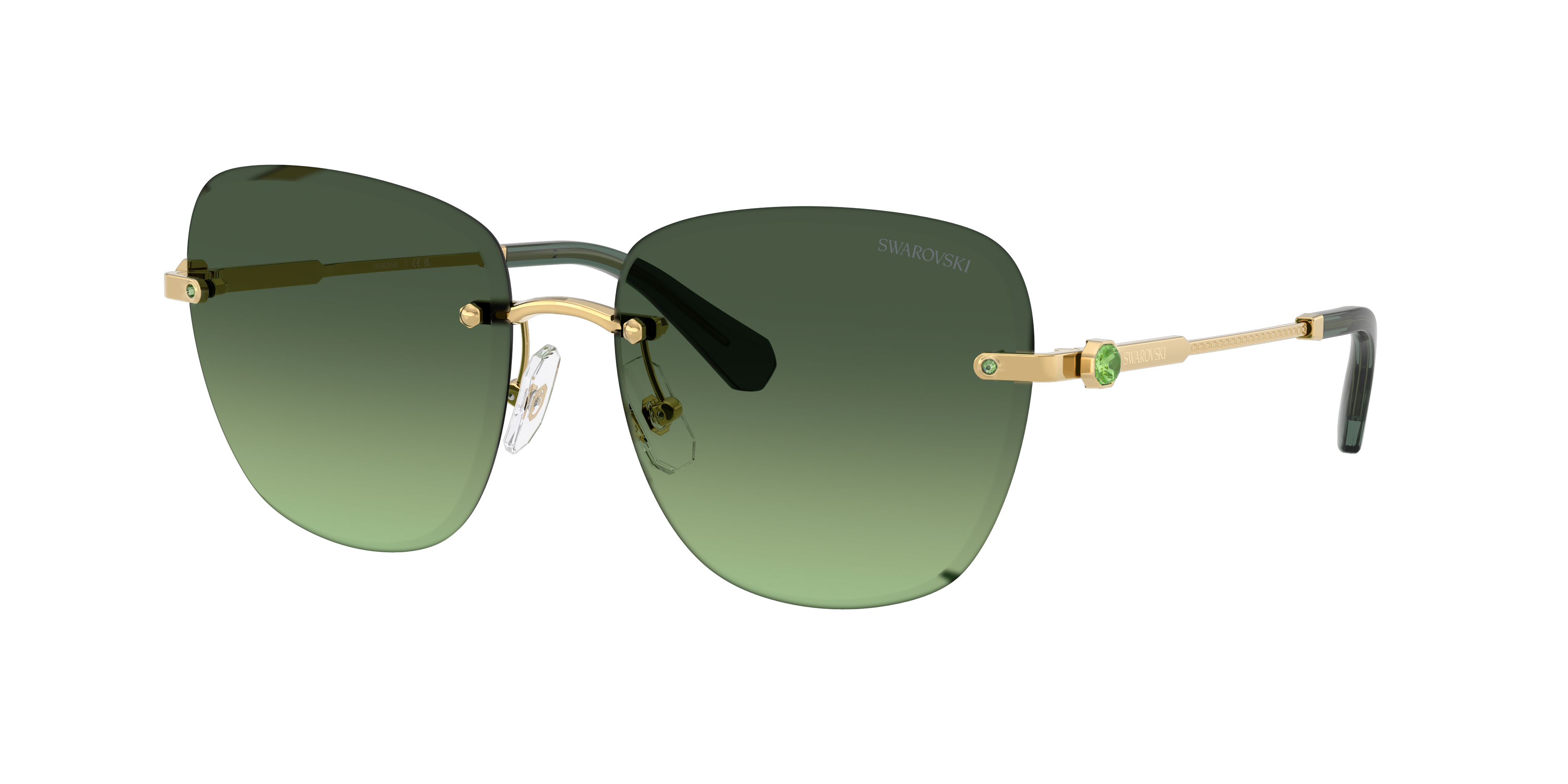 Swarovski Woman Sunglass SK7043 -  Frame color: Gold, Lens color: Gradient Green
