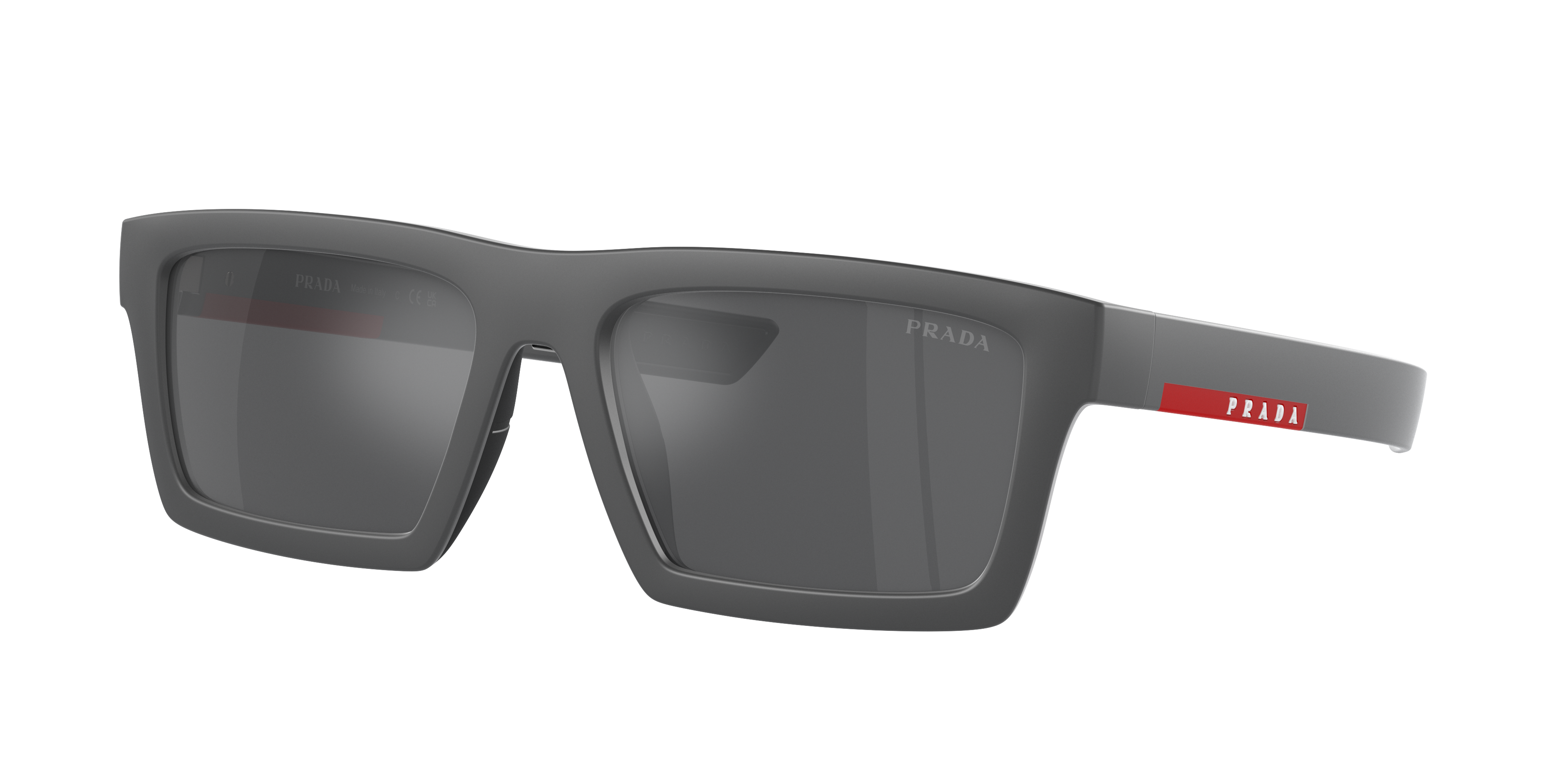 Prada Linea Rossa Man Sunglass PS 02ZSU -  Frame color: Metal Grey, Lens color: Grey Mirror Silver