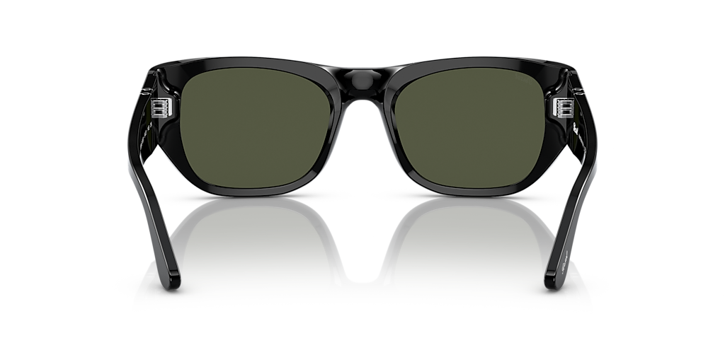 PERSOL PO3308S Black - Unisex Luxury Sunglasses, Green Lens