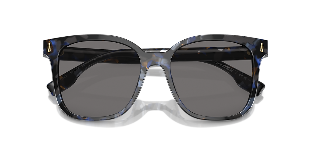 TORY BURCH TY7203U Blue Tortoise - Women Sunglasses, Dark Grey Polarized Lens