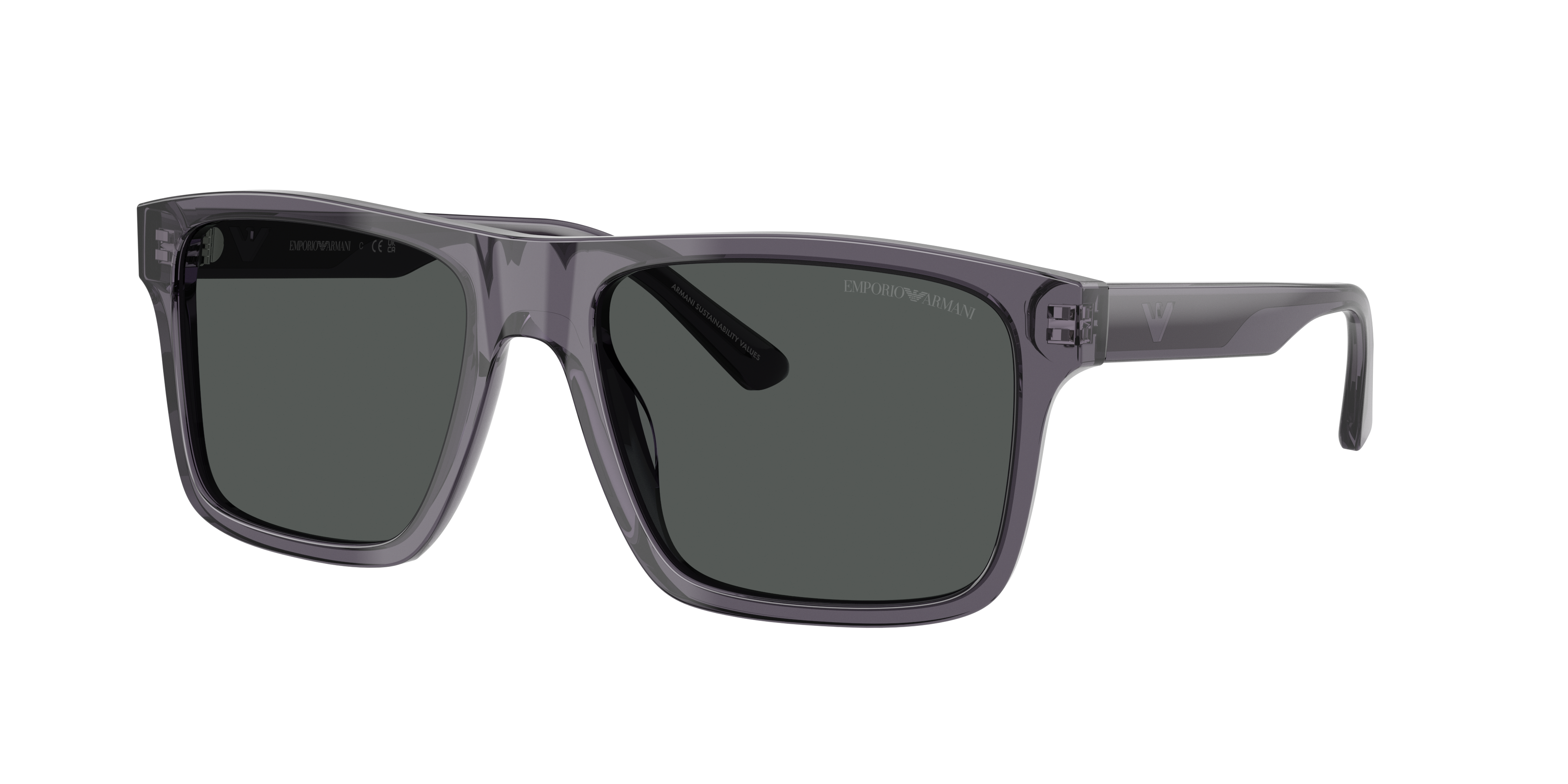 Emporio Armani Man Sunglass EA4232 -  Frame color: Transparent Dark Grey, Lens color: Smoke