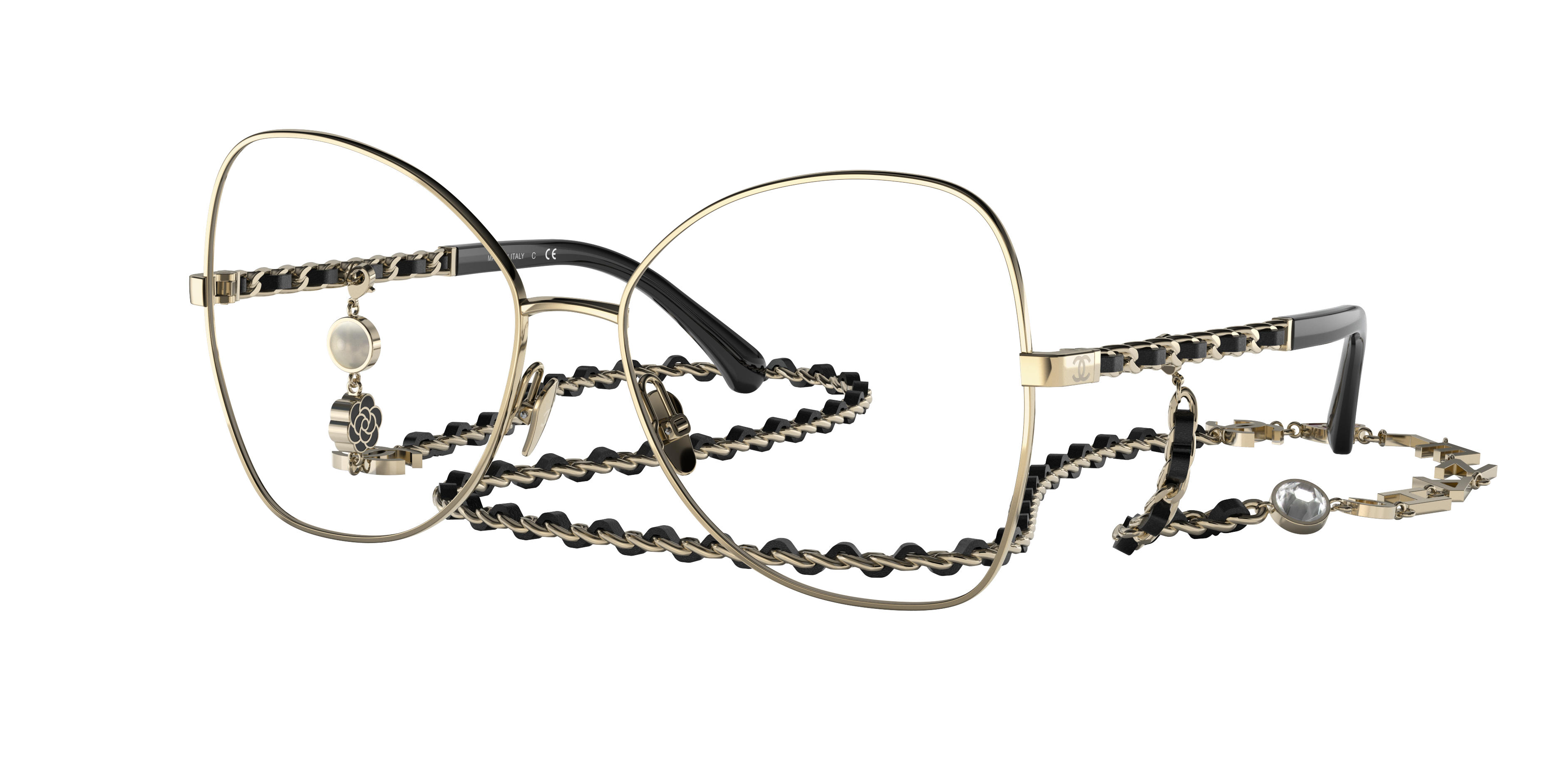 Chanel Woman Sunglass Butterfly Eyeglasses CH2205Q -  Frame color: Gold & Black, Lens color: Demo Lens