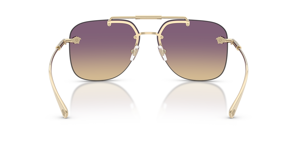 NEW Versace VE2296 Aviator Sunglasses in Gold Brown Versace VE2296 XL (60 - 14) with Yellow lenses and Gold  main image 3