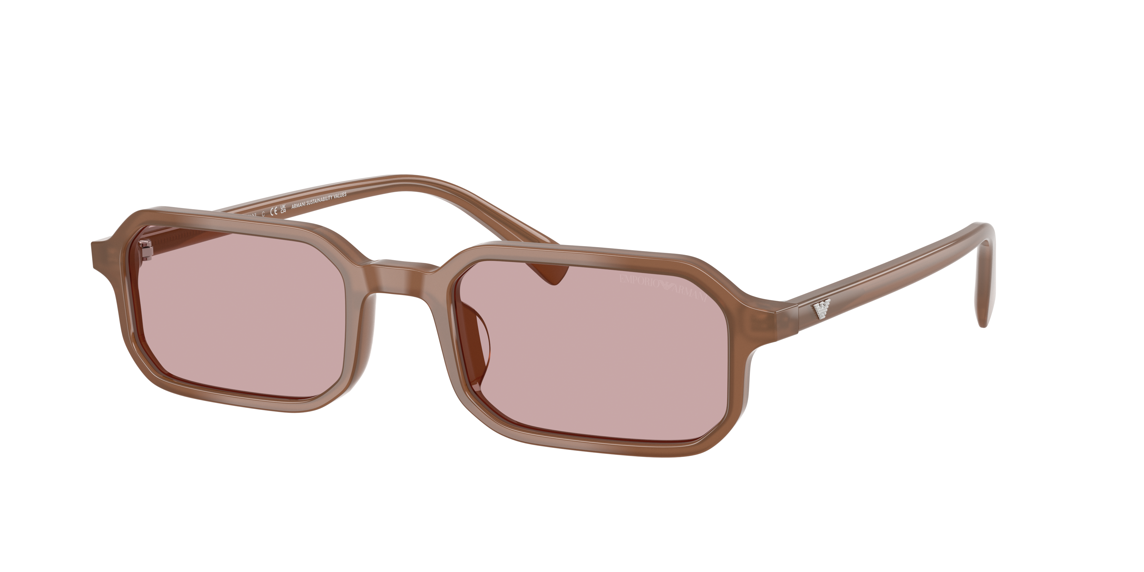 Emporio Armani Man Sunglass EA4253U -  Frame color: Shiny Opaline Light Brown, Lens color: Pink