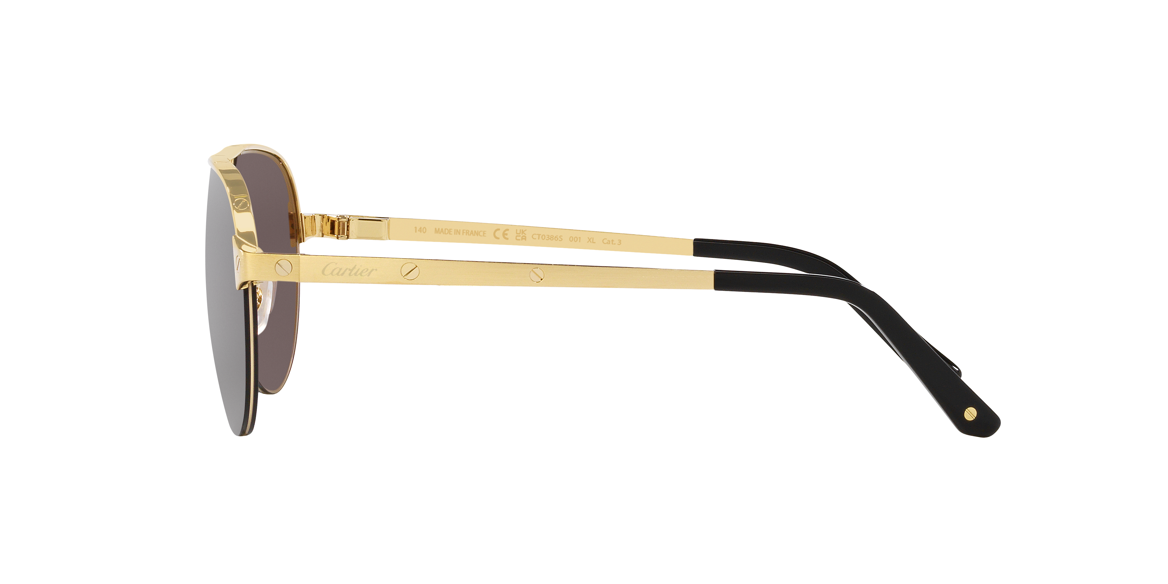 CARTIER ラウントフレムサンクラス CT0360S001 001 Cartier CT0360S 001 Gold Grey Sunglasses - eye-oo.com