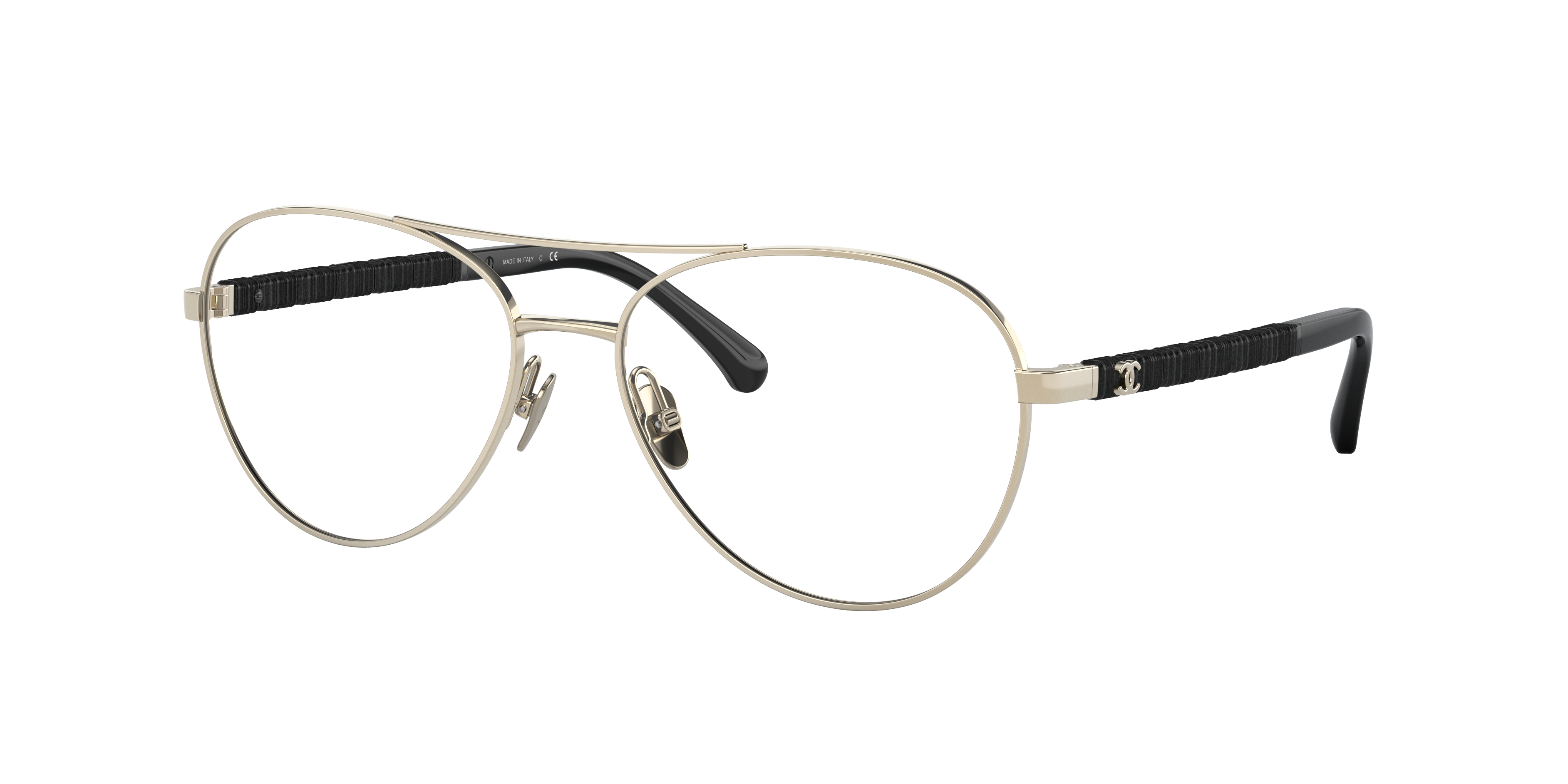 Chanel Woman Sunglass Pilot Eyeglasses CH2210Q -  Frame color: Gold & Black, Lens color: Demo Lens