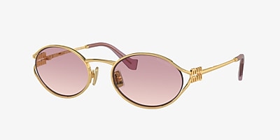 Miu Miu MU 52YS 54 Brown Gradient Violet & Gold Sunglasses  