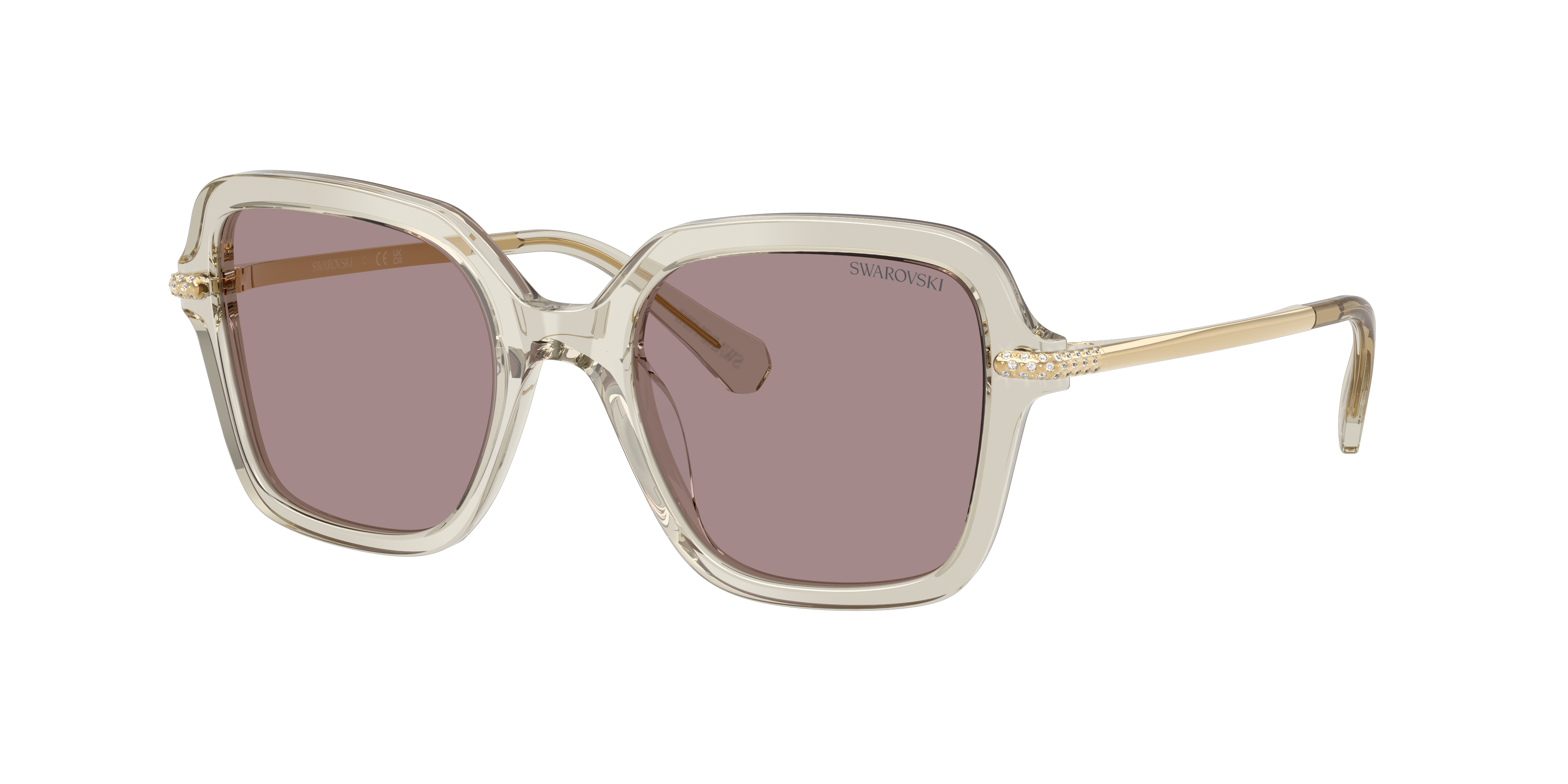 Swarovski Woman Sunglass SK6040 -  Frame color: Transparent Beige, Lens color: Violet