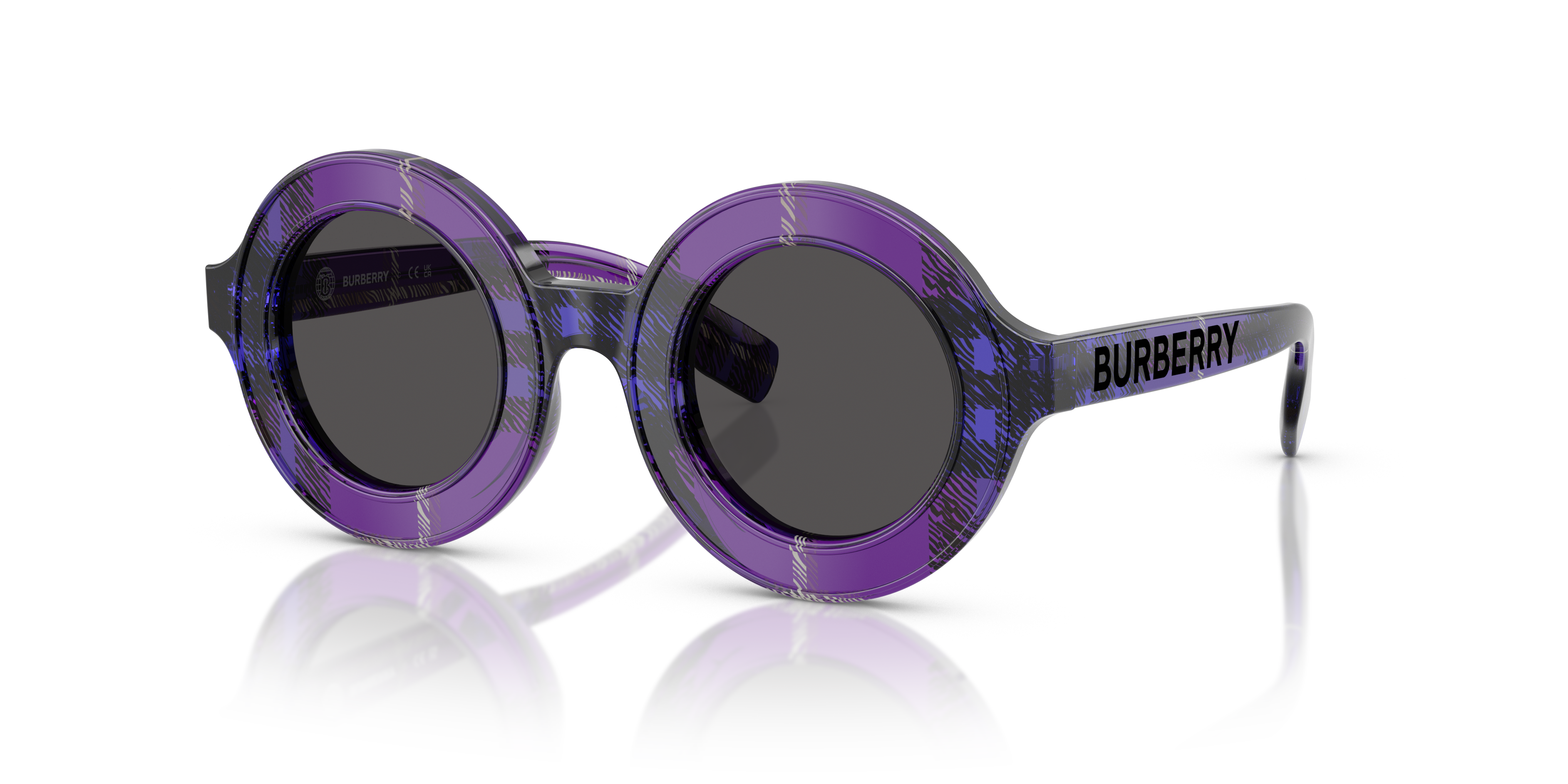 Burberry JB4386 40 Dark Grey & Violet Check Sunglasses Sunglass Hut