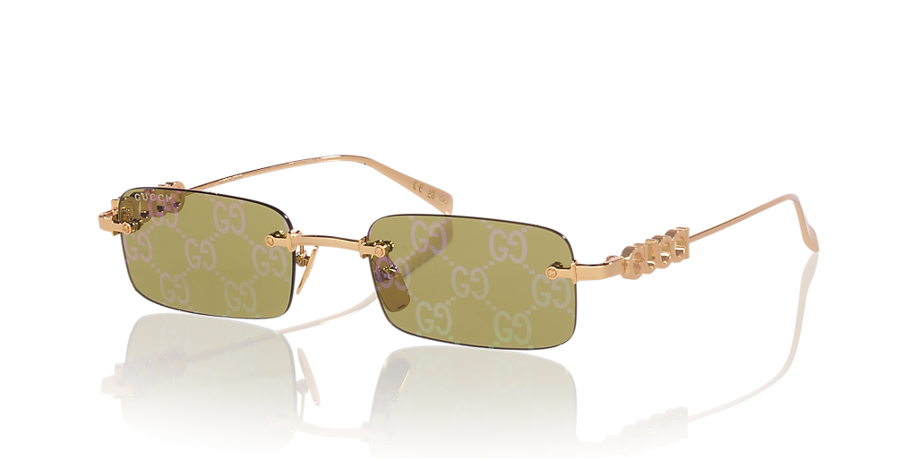 GUCCI GG1808S Gold - Men Luxury Sunglasses, Green Mirror Lens