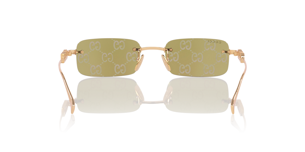 GUCCI GG1808S Gold - Men Luxury Sunglasses, Green Mirror Lens