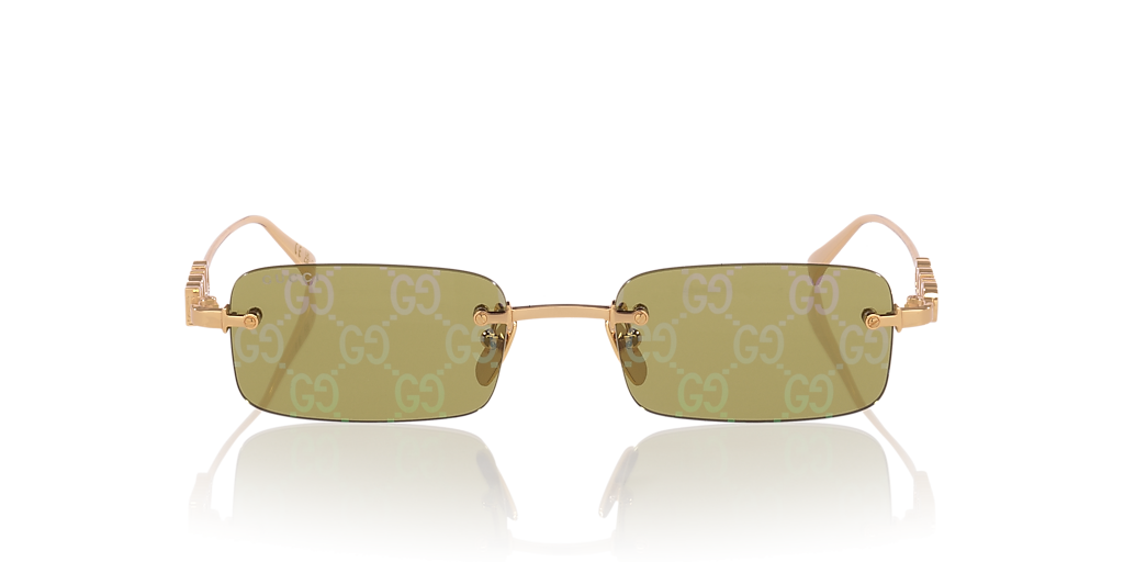 GUCCI GG1808S Gold - Men Luxury Sunglasses, Green Mirror Lens