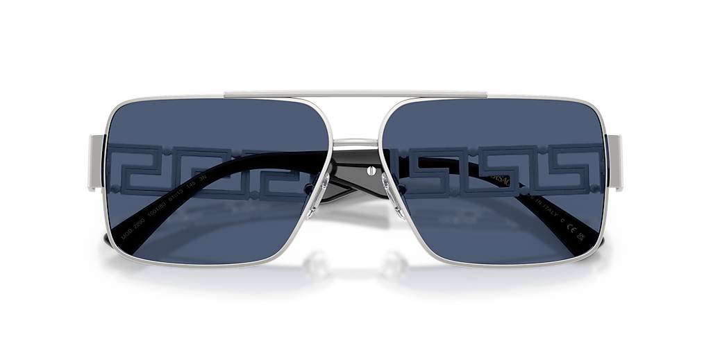 VERSACE VE2290 Silver - Men Luxury Sunglasses, Dark Blue Lens