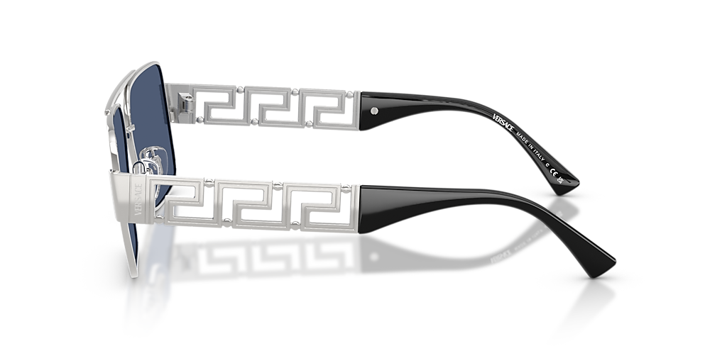 VERSACE VE2290 Silver - Men Luxury Sunglasses, Dark Blue Lens