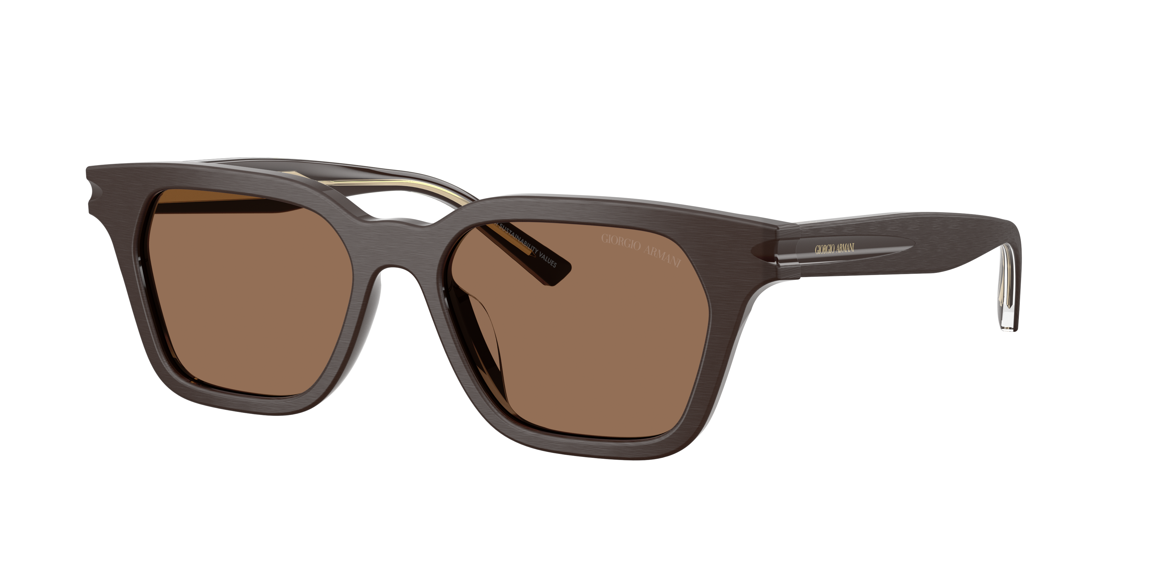 Giorgio Armani Unisex Sunglass AR8251U -  Frame color: Brushed Brown, Lens color: Dark Brown