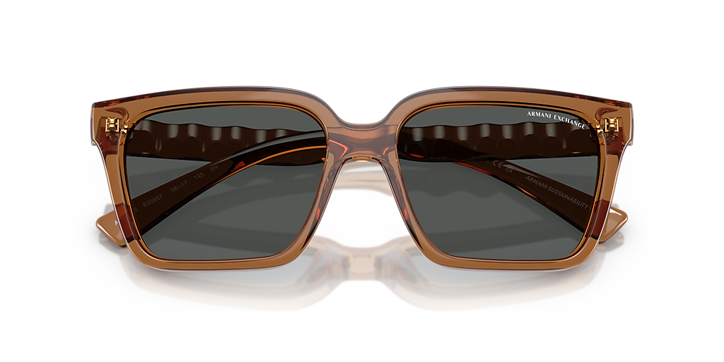 ARMANI EXCHANGE AX4147S Shiny Transparent Brown - Men Sunglasses, Dark Grey Lens