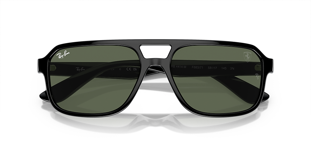RAY-BAN RB4414M Scuderia Ferrari Collection Black - Unisex Sunglasses, Dark Green Lens