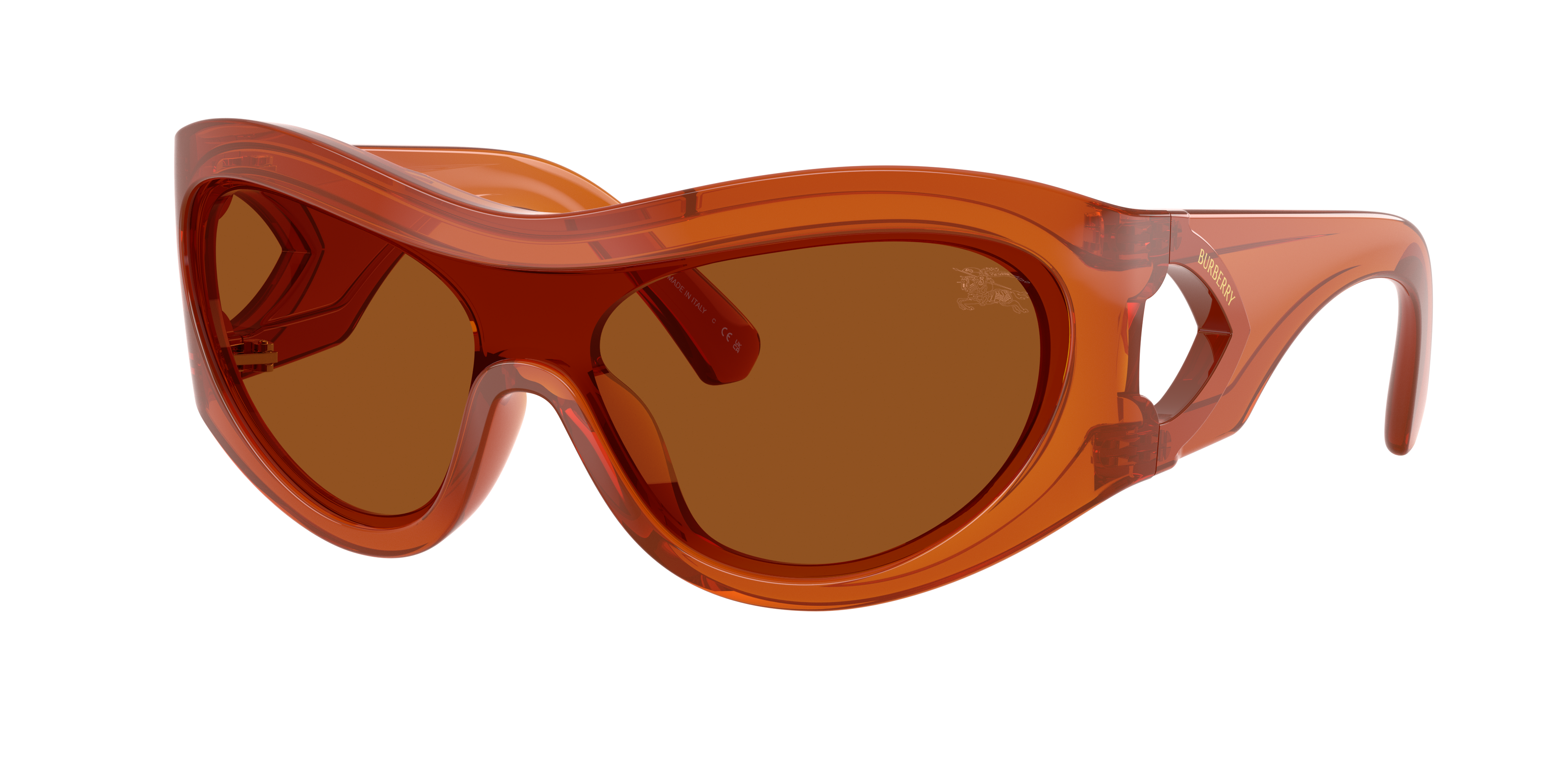 Burberry 138mm Irregular Shield Sunglasses In Orange