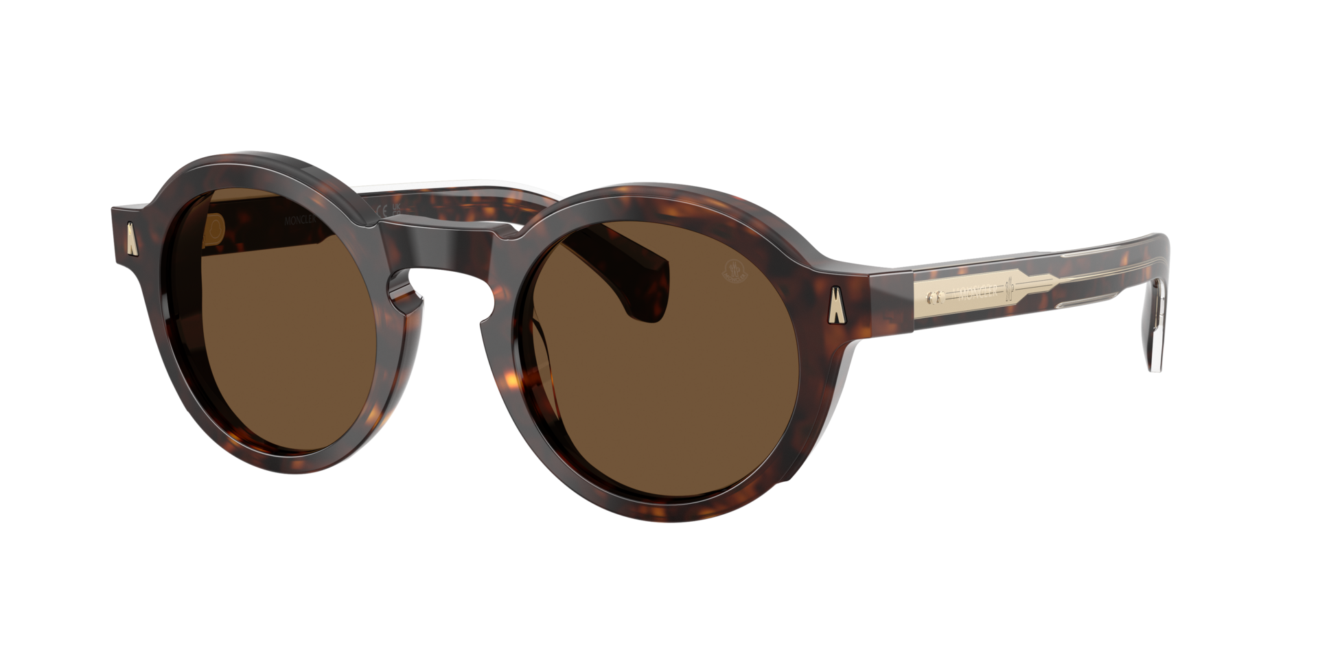 Moncler Unisex Sunglass ME6012 AURONE -  Frame color: Shiny Dark Havana, Lens color: Solid Brown