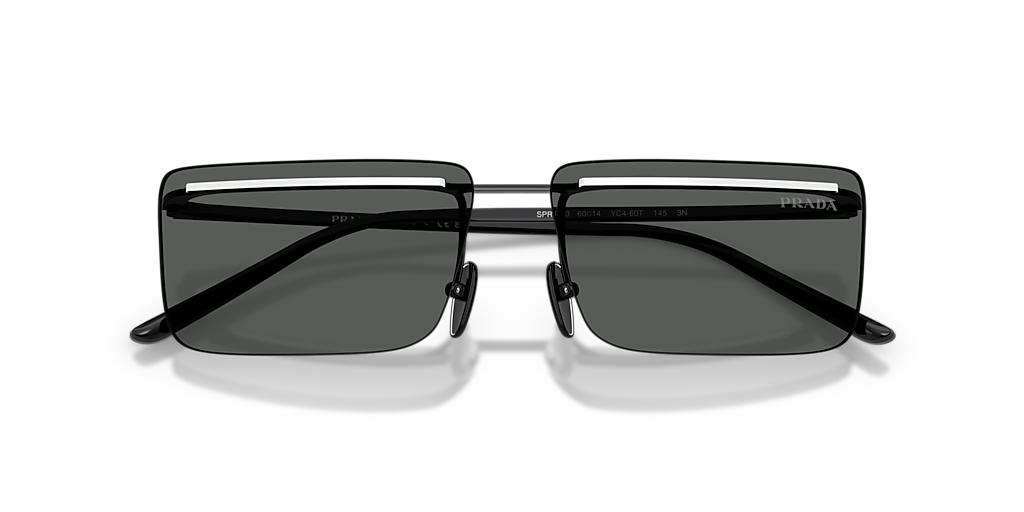 PRADA PR C53S Black/White - Men Luxury Sunglasses, Dark Grey Lens