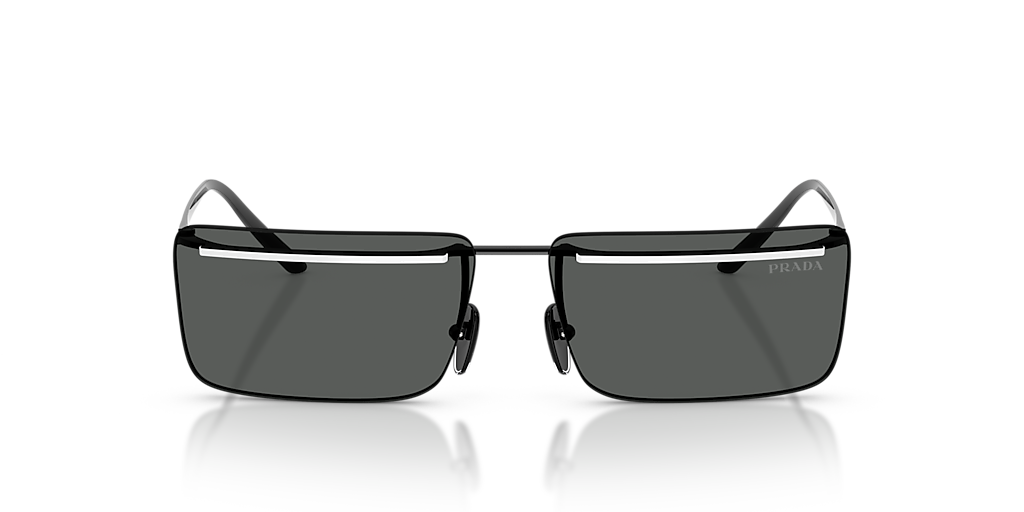 PRADA PR C53S Black/White - Men Luxury Sunglasses, Dark Grey Lens