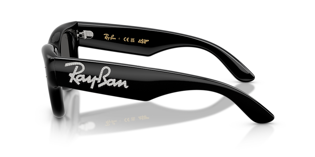 RAY-BAN RB4940B Wayfarer Puffer Crystal Edition Black & Strass - Unisex Sunglasses, Ultra Black Lens