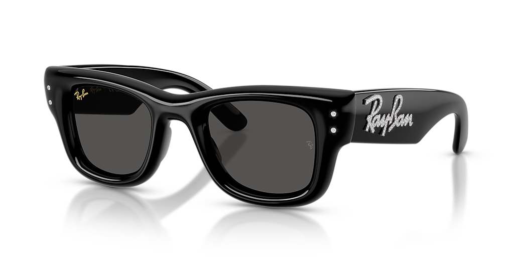 RAY-BAN RB4940B Wayfarer Puffer Crystal Edition Black & Strass - Unisex Sunglasses, Ultra Black Lens