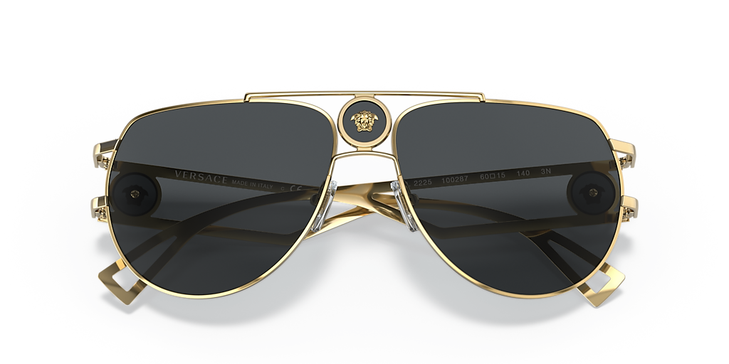 VERSACE VE2225 Gold - Men Luxury Sunglasses, Grey Lens