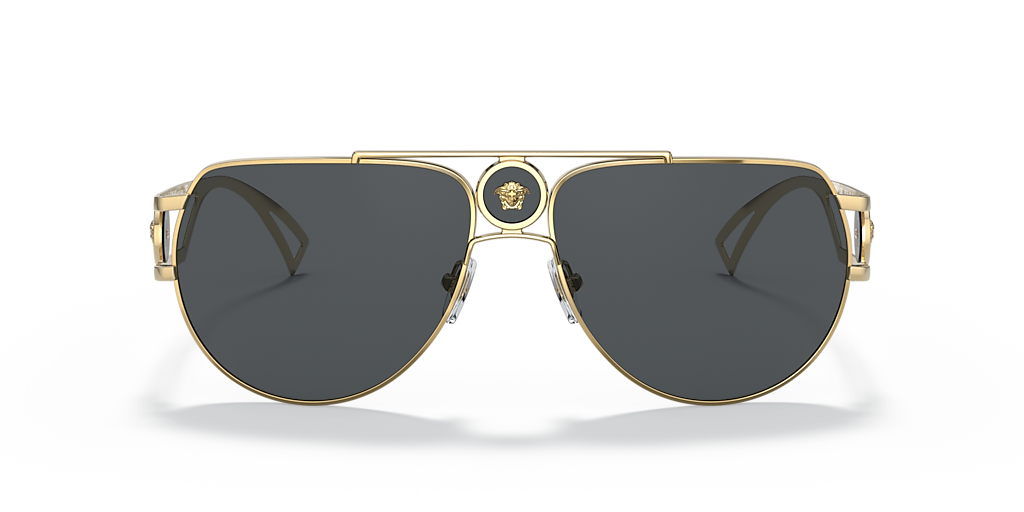 VERSACE VE2225 Gold - Men Luxury Sunglasses, Grey Lens