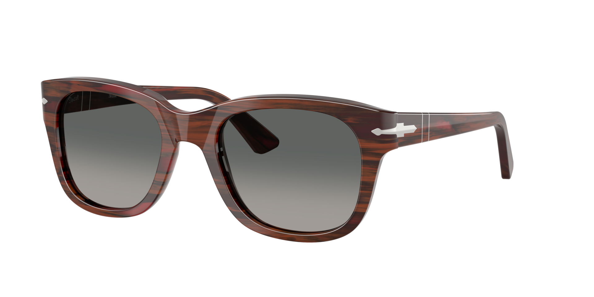 Persol Unisex Sunglass PO3372S -  Frame color: Striped Burgundy, Lens color: Gradient Grey
