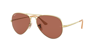 Ray-Ban RB3625 New Aviator 58 Silber/Braun & Gold Polarisiert 