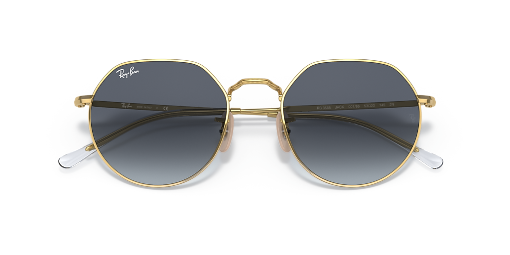Ray-Ban RB3565 Jack M (51 - 20) with Blue lenses and Gold frame