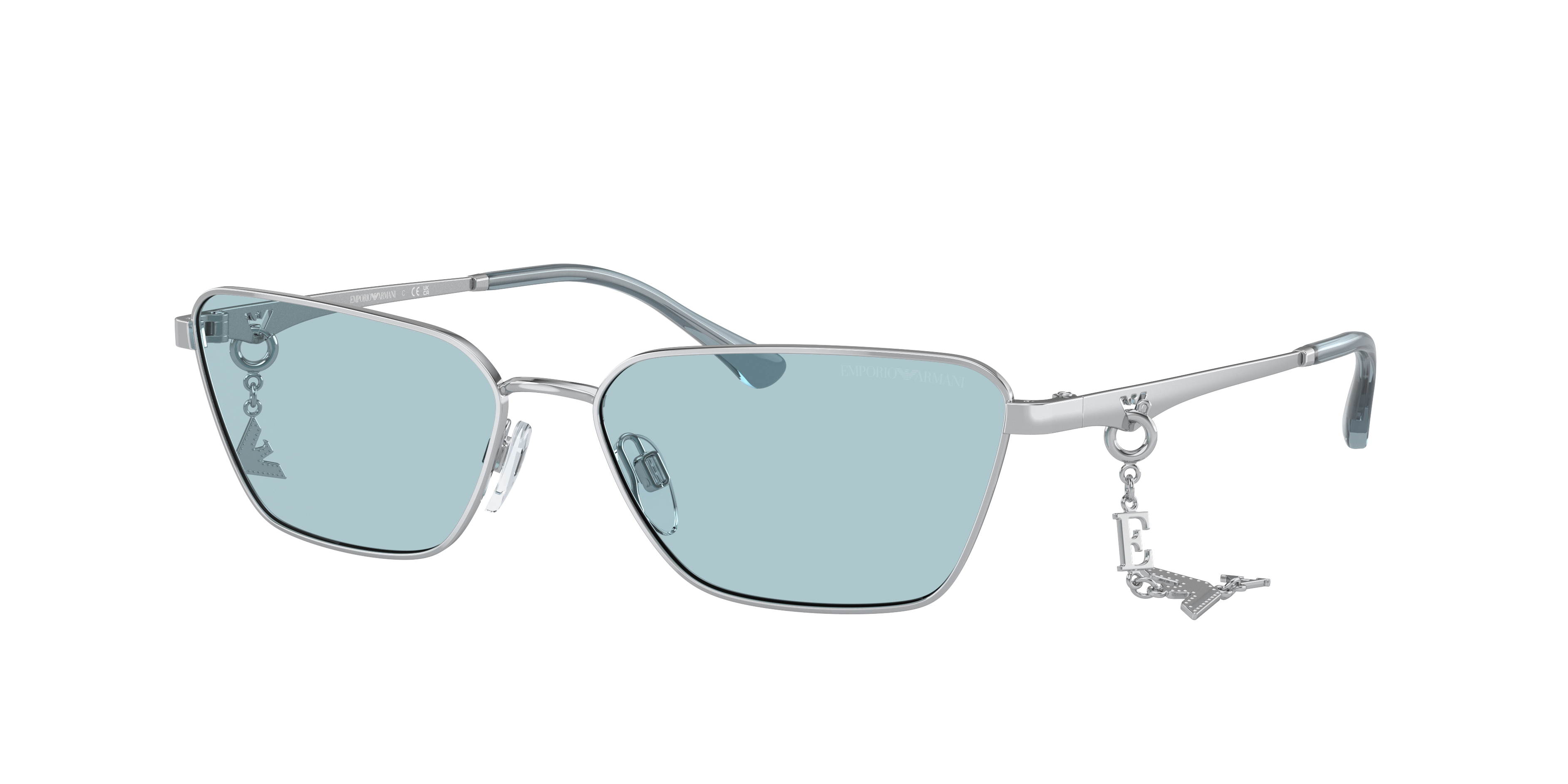 Emporio Armani Woman Sunglass EA2141 -  Frame color: Shiny Silver, Lens color: Light Azure