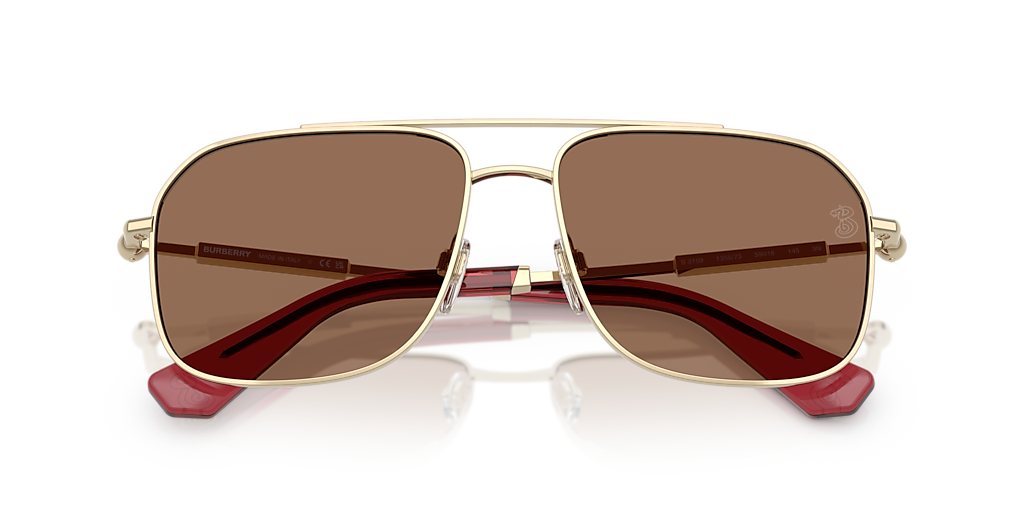BURBERRY BE3159 Light Gold - Men Luxury Sunglasses, Dark Brown Lens