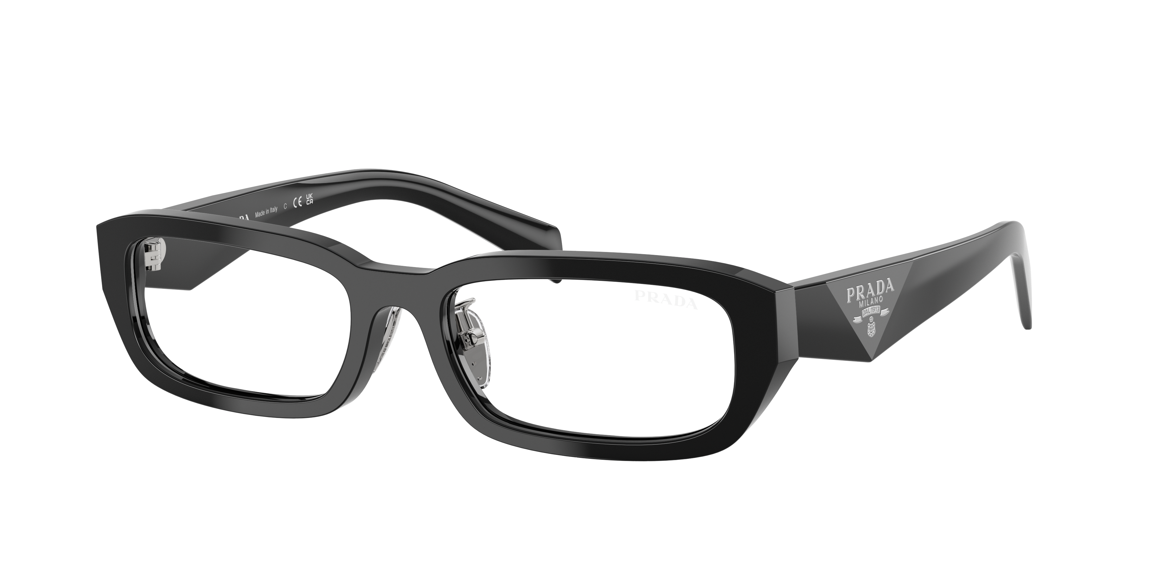 Prada PR B06SF M (55 - 18) with Transparent lenses and Black frame
