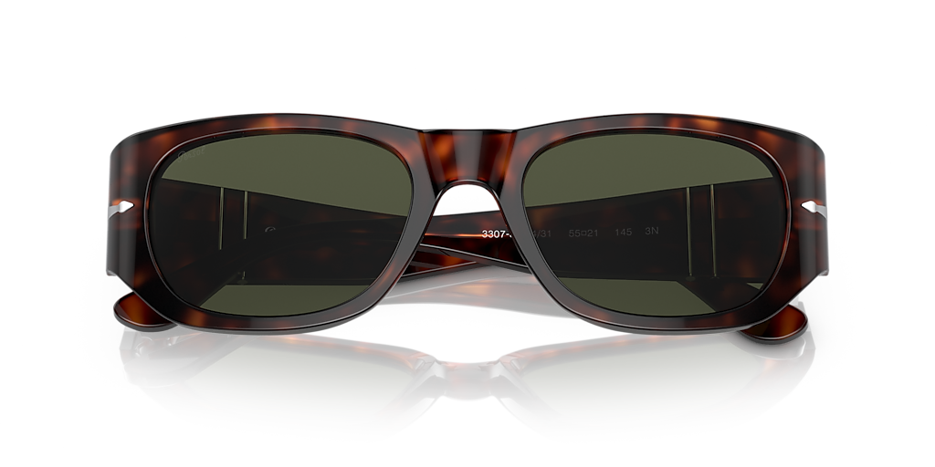 PERSOL PO3307S Havana - Unisex Luxury Sunglasses, Green Lens