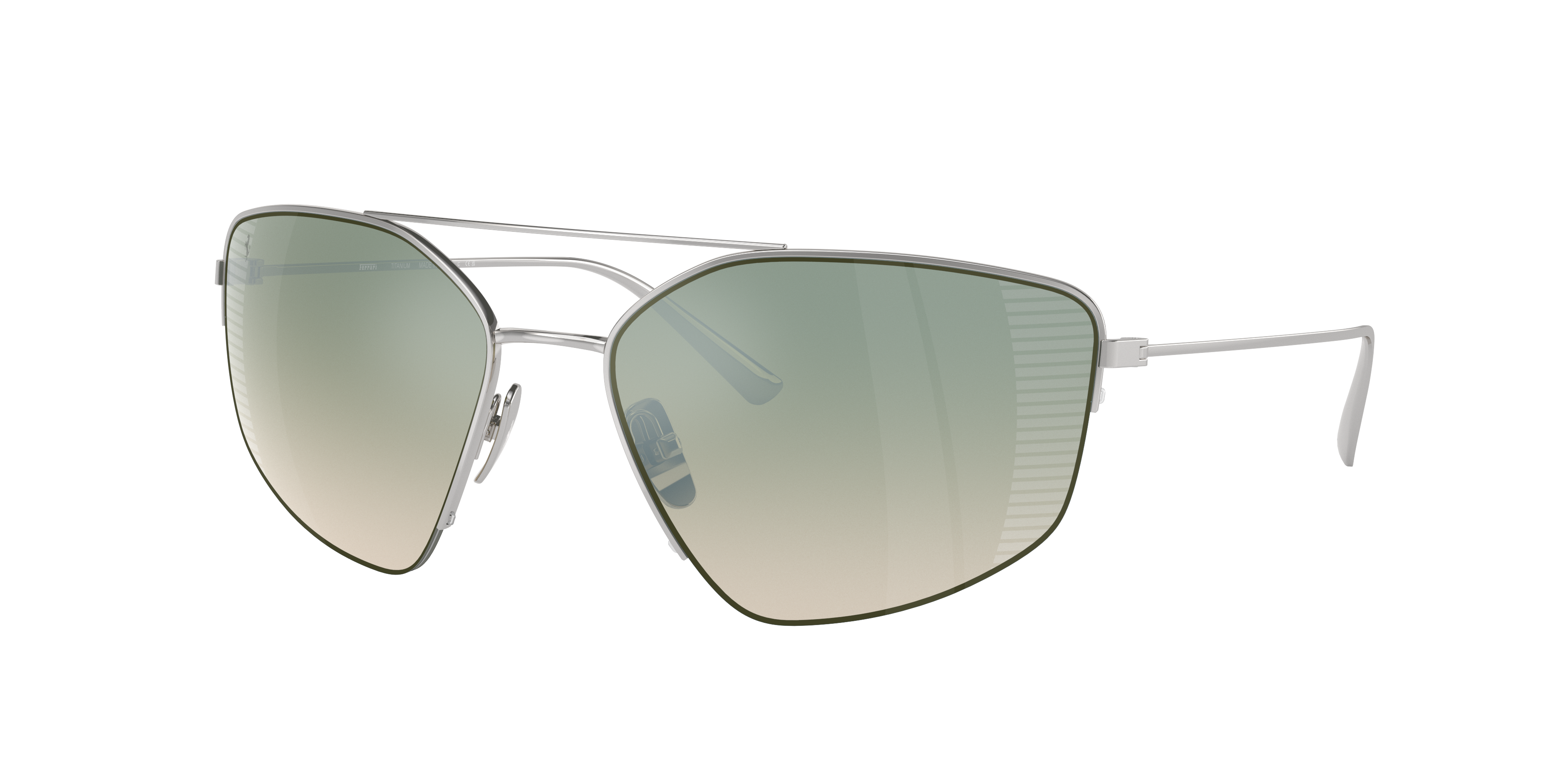 Ferrari Man Sunglass FH1009T -  Frame color: Silver, Lens color: Gradient Green Mirror