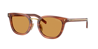 小物 PRADA l frame sunglasses brown Prada PR A57S L (58 - 15) with Brown lenses and Gold frame