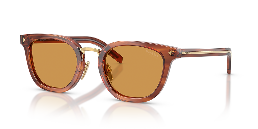 小物 PRADA l frame sunglasses brown Prada PR C01SD L (52 - 23) with Yellow lenses and Brown frame