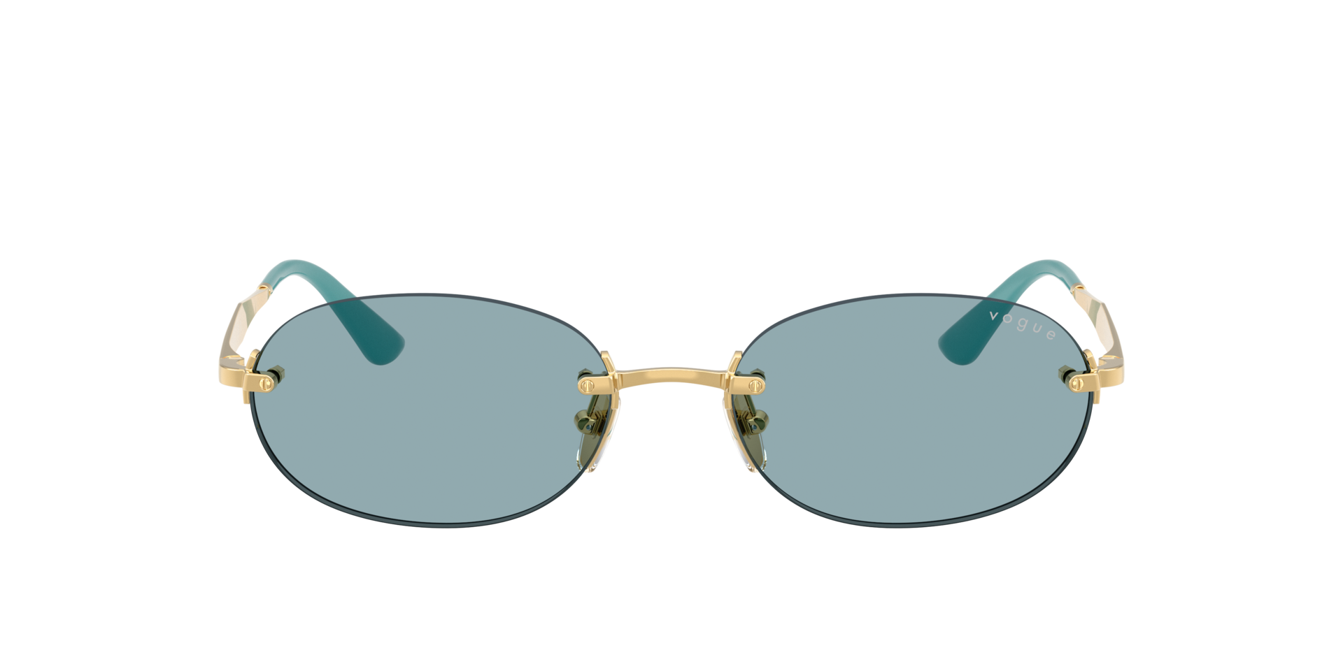 Vogue Women\'s Copper and Blue Sunglasses! VINTAGE FLORENCE VOGUE OVAL METAL SUNGLASSES BLUE LENSES  main image 2