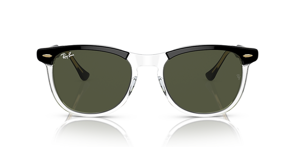 RAY-BAN RB2398 Eagle Eye Black On Transparent - Unisex Sunglasses, Green Lens