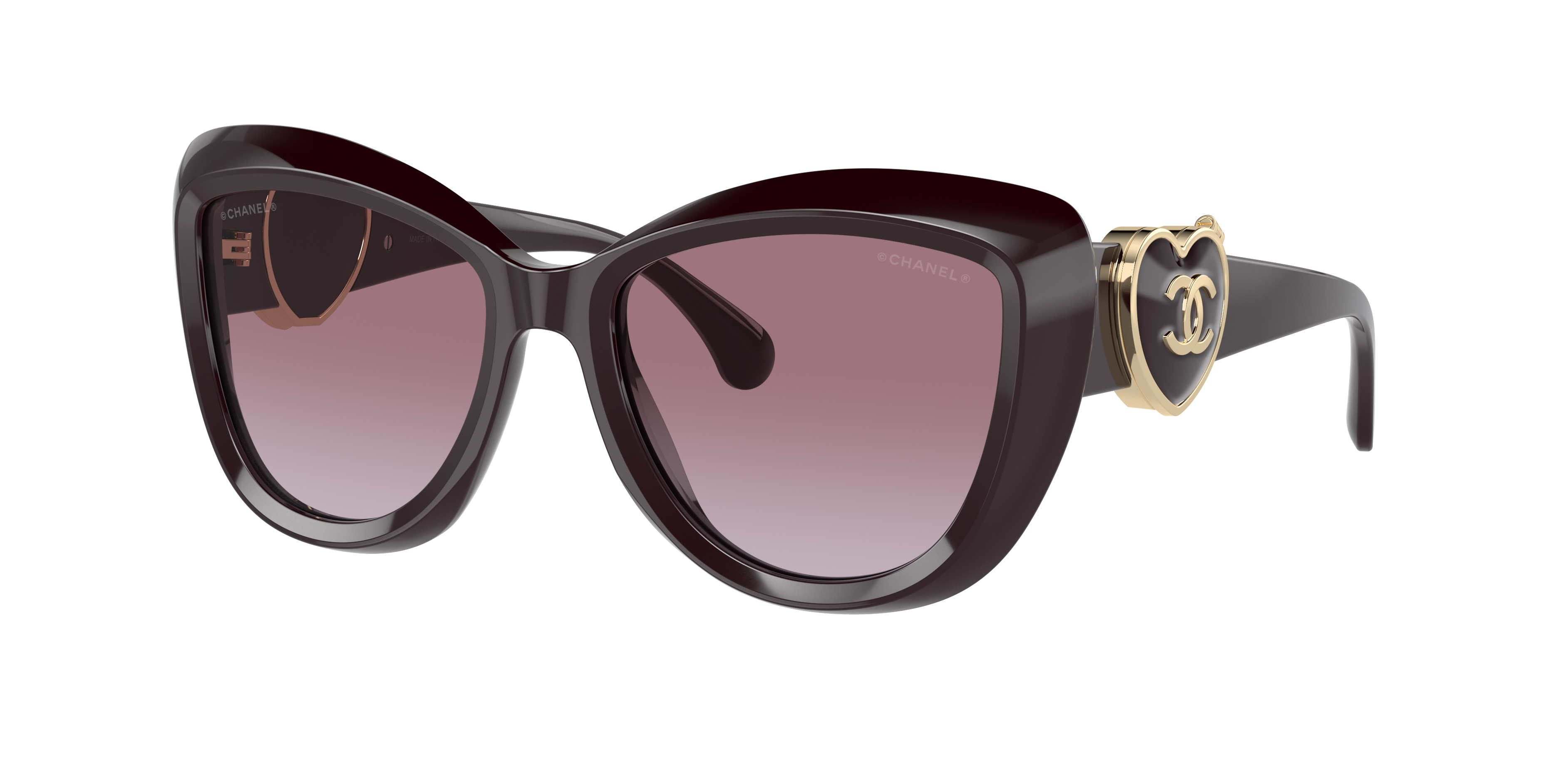 Chanel Woman Sunglass Butterfly Sunglasses CH5517A -  Frame color: Burgundy, Lens color: Burgundy