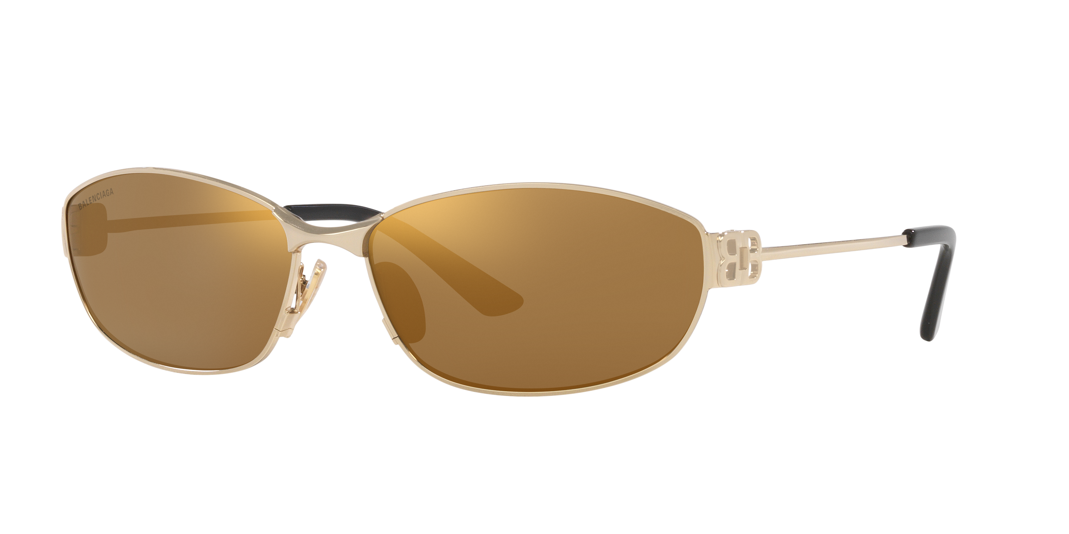 BALENCIAGA レクタンクルフレムサンクラス BB0365S 003 Balenciaga BB0336S XXL (65 - 16) with Brown lenses and Gold
