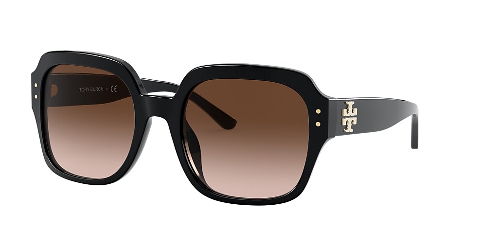 Tory Burch TY7143U 56 Dark Brown Gradient & Black Sunglasses Sunglass
