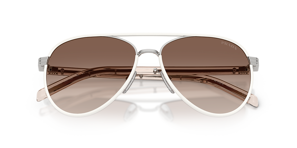 Prada Silver Frame Sunglasses with Brown Gradient Lenses Prada PR B57S M (59 - 15) with Brown lenses and Silver frame  main image 4