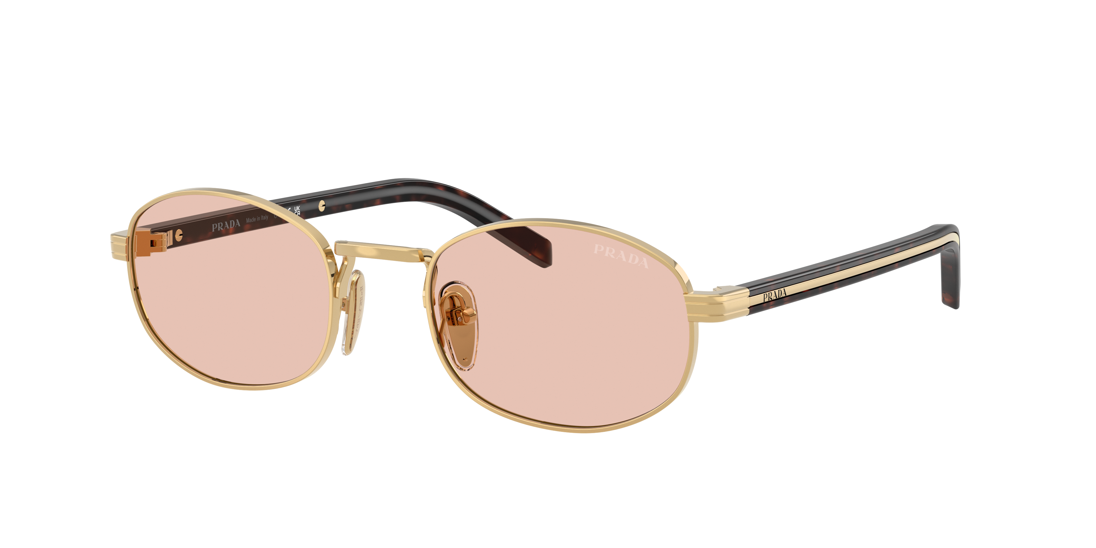 Prada Woman Sunglass PR B53S -  Frame color: Gold, Lens color: Pink